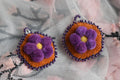 Mini Purple Tufted Flower Earrings