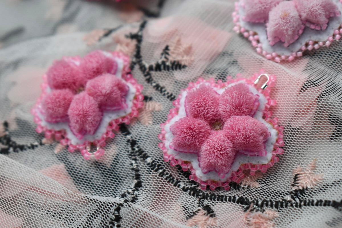 Chibi Tufted Cherry Blossom Earrings