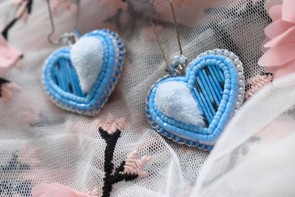 Blue Traditional Heart Earrings
