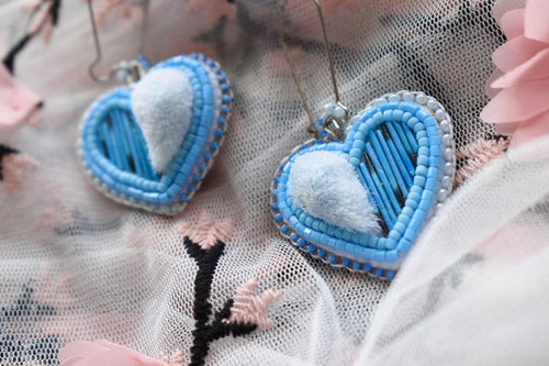 Blue Traditional Heart Earrings