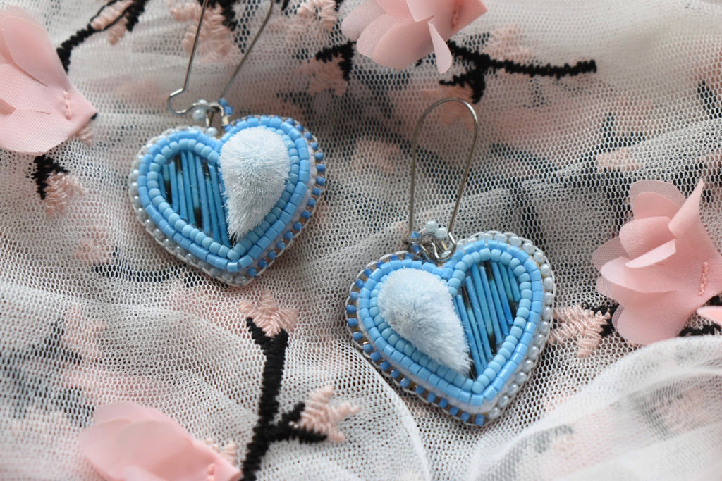 Blue Traditional Heart Earrings
