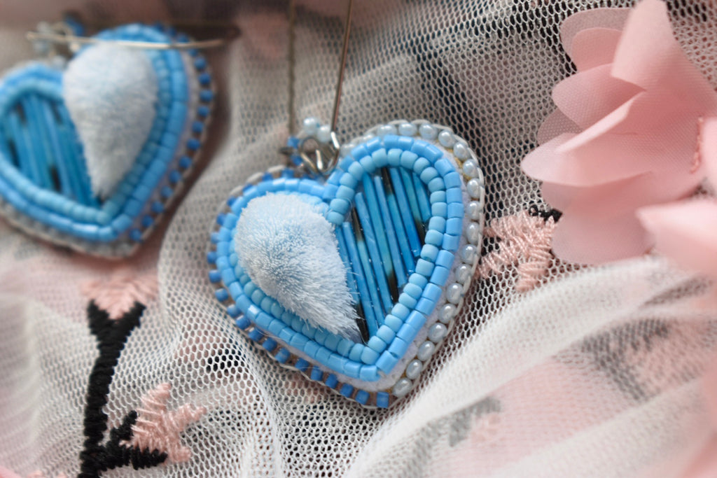 Blue Traditional Heart Earrings