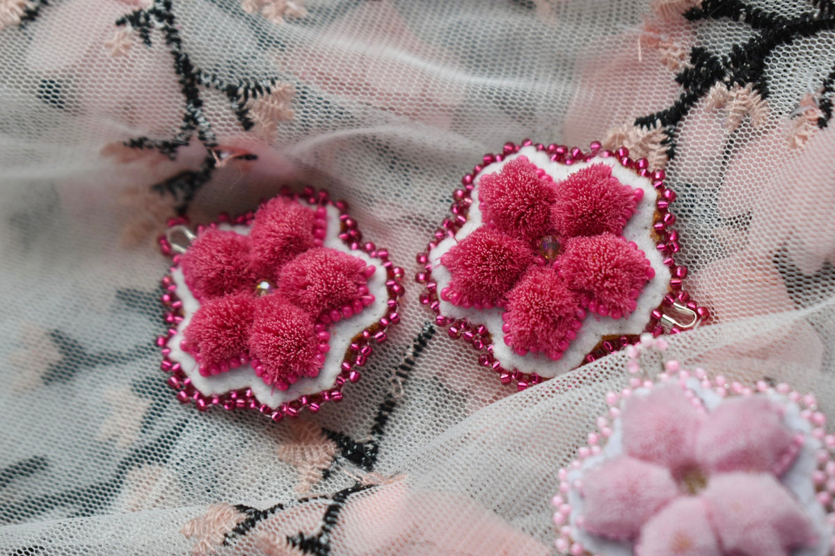 Chibi Tufted Cherry Blossom Earrings