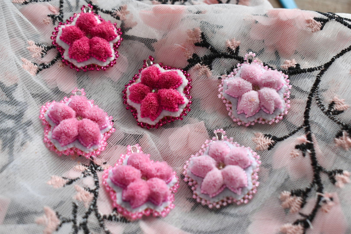 Chibi Tufted Cherry Blossom Earrings