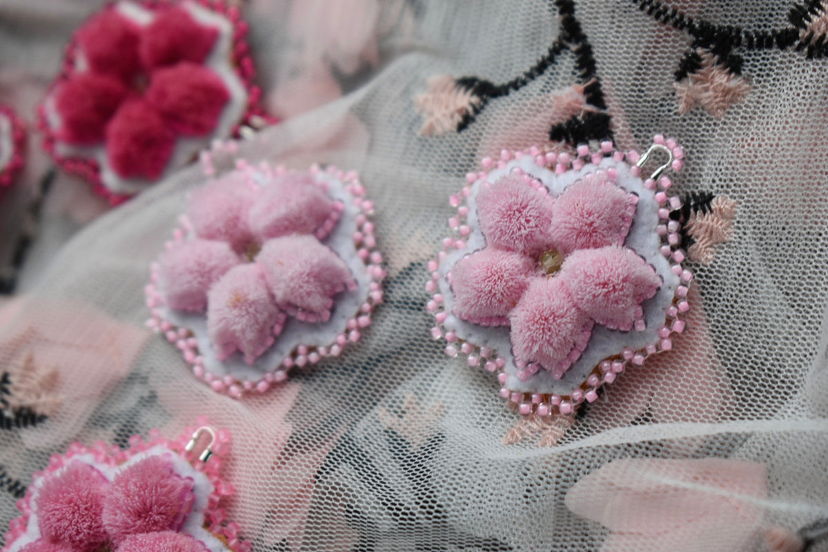 Chibi Tufted Cherry Blossom Earrings